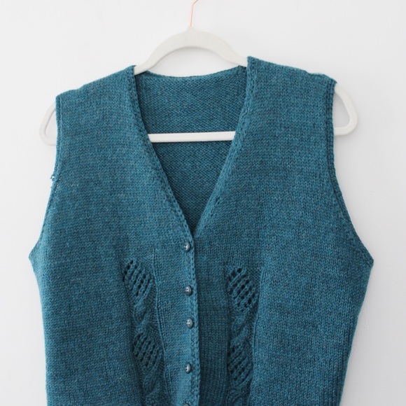 Handmade Wool Knit Sweater Vest - Picture 5 of 7